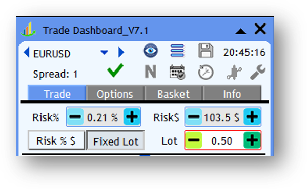 Screenshot: Example 2 — Risking a Fixed Monetary Amount