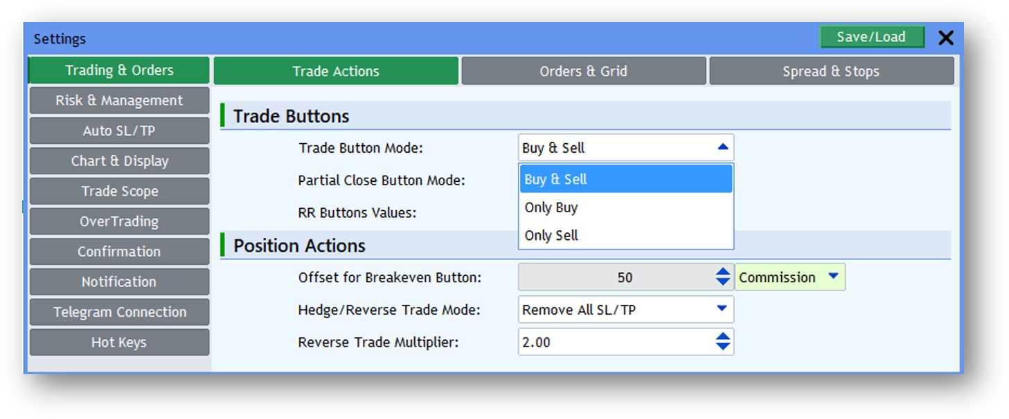 Screenshot: Trade Buttons