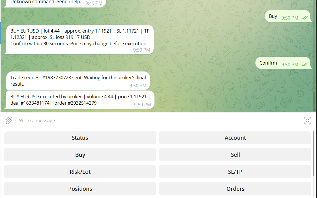 Screenshot: ✈️ Telegram Connection