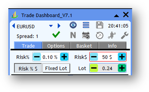 Screenshot: Example 1 — Risking 1% of Your Account