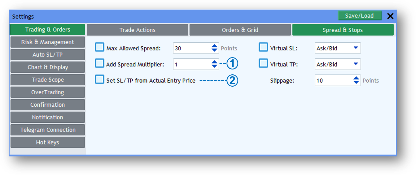 Screenshot: Add Spread Multiplier