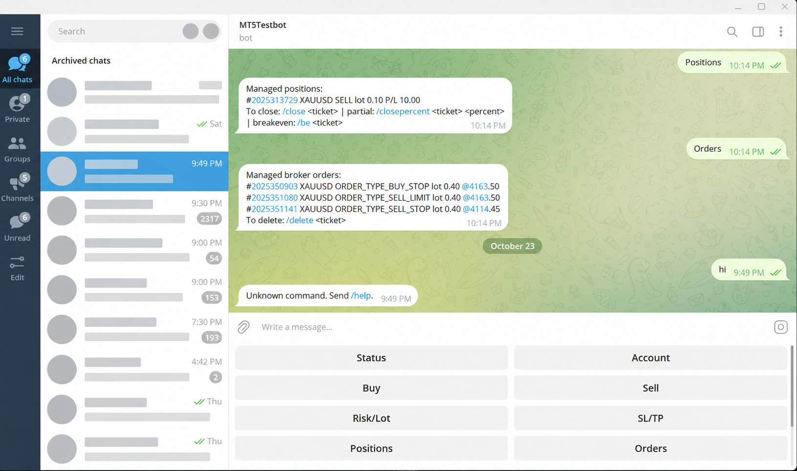 Screenshot: ✈️ Telegram Connection