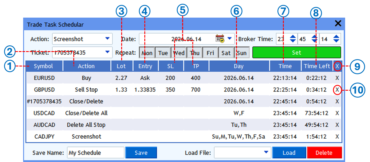 Screenshot: Scheduled Tasks List