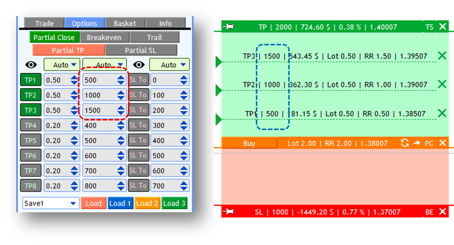 Screenshot: Target Distance Column