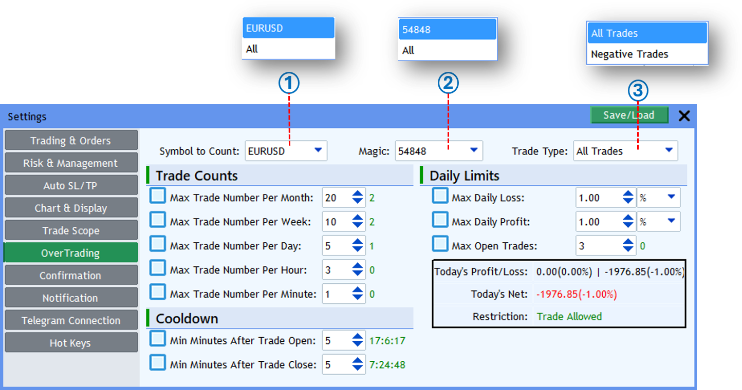 Screenshot: 🎯 Trade Selection Filters
